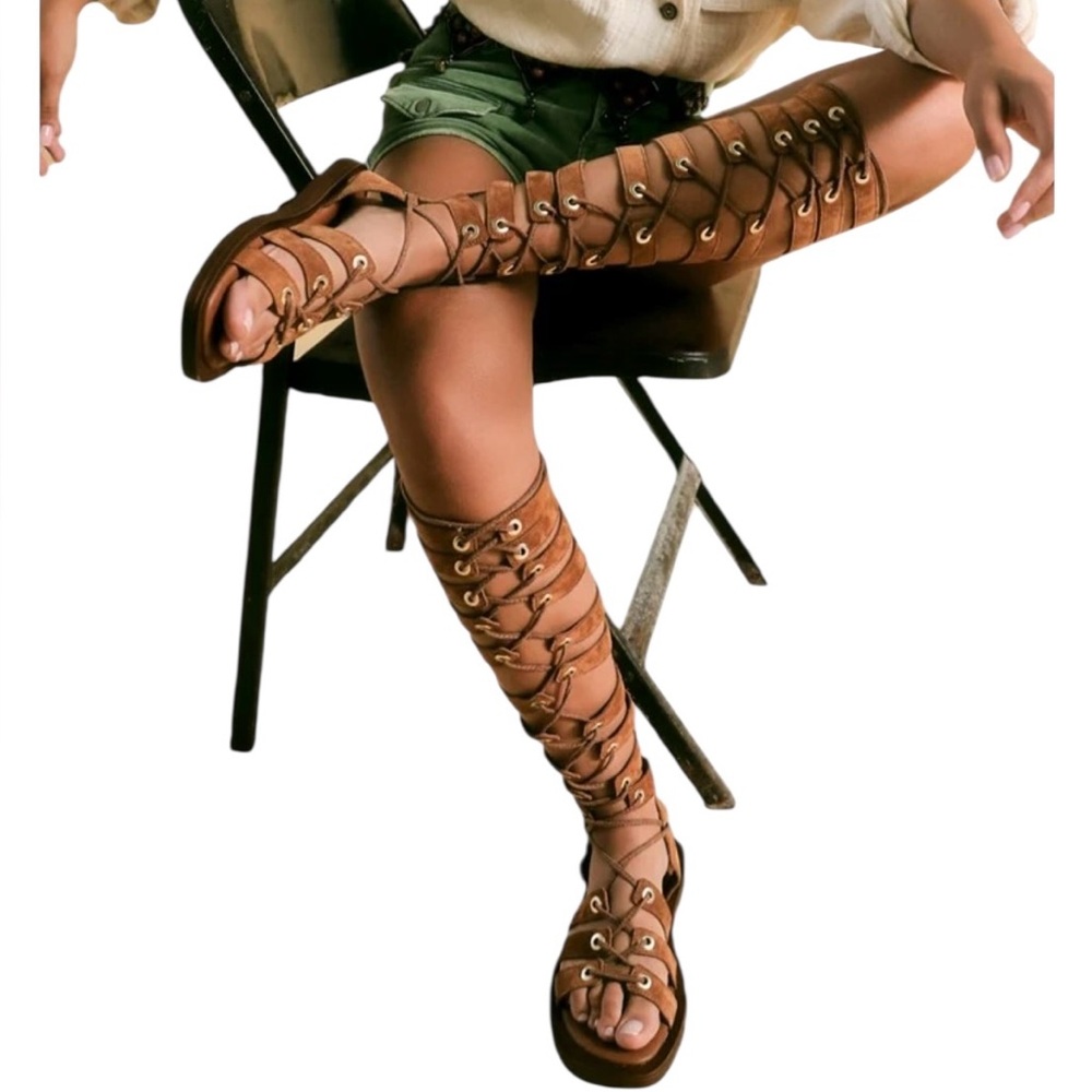 ⚡️SOLD⚡️Free People Tall Gladiator Sandals Sun Chaser Tan Flat